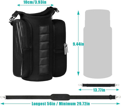 Bolsa magnética para botella de agua, ajustable, para gimnasio, soporte para teléfono con 6 imanes fuertes, bolsillo para pantalla táctil, manos libres, bolsa deportiva para viajes, se adapta a