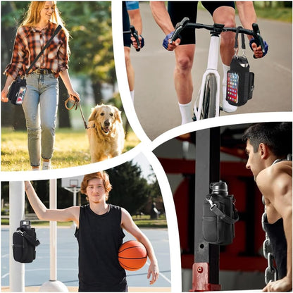 Bolsa magnética para botella de agua, ajustable, para gimnasio, soporte para teléfono con 6 imanes fuertes, bolsillo para pantalla táctil, manos libres, bolsa deportiva para viajes, se adapta a