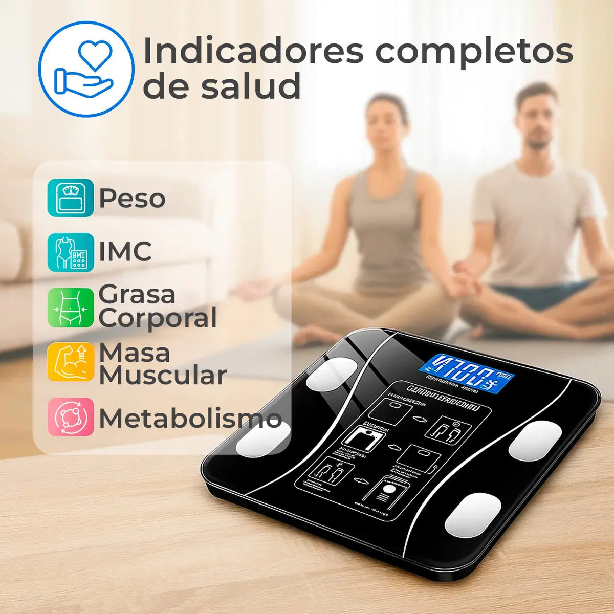 BALANZA DIGITAL CON MEDIDOR PORCENTAJE DE GRASA Y BLUETOOTH
